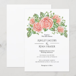 Invitación Boda floral rosa Rubor
