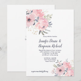 Invitación Boda floral rosa rubor |