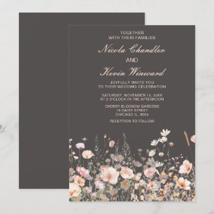 Invitación Boda floral rosa Rubor de primavera de flores silv