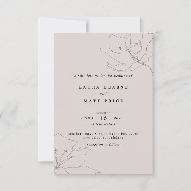 Invitación Boda floral rosa Rubor Delicado moderno (Anverso)
