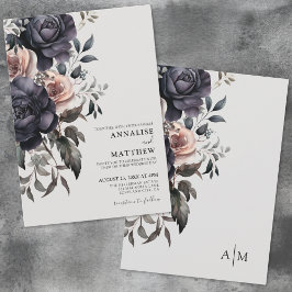 Invitación Boda floral rosa Rubor negro