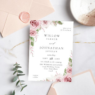 Invitación Boda floral rosa Rubor V2