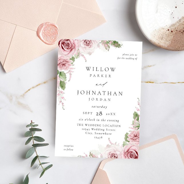 Invitación Boda floral rosa Rubor V2 (Subido por el creador)