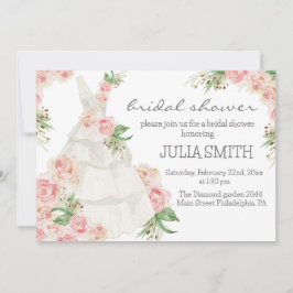 Invitación Boda floral rosa Rubor Vestido ducha de novia