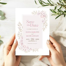 Invitación Boda floral rosa rusa salva la fecha