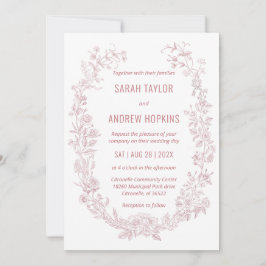 Invitación Boda Floral Rosa Rústica Boheme