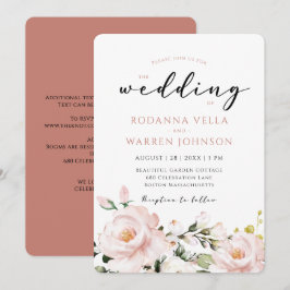 Invitación Boda floral rosa sonrojado