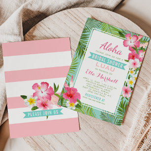 Invitación Boda floral rosa tropical  novia ducha luau