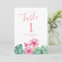 Invitación Boda floral rosa tropical Número de tabla