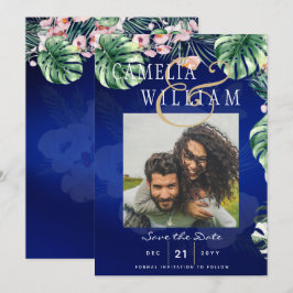 Invitación Boda floral rosa verde tropical LeahG