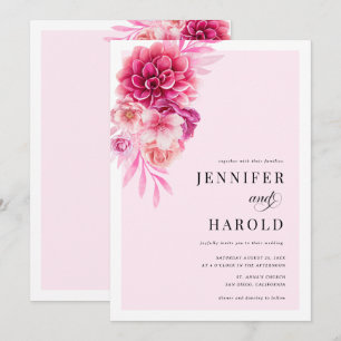 Invitación Boda Floral Rosa Vibrante
