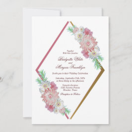 Invitación Boda Floral Rosa Vintage