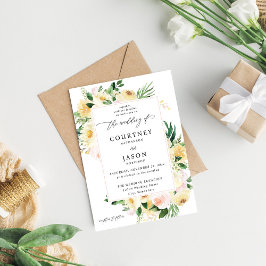 Invitación Boda floral rosa y amarillo 2