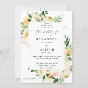 Invitación Boda floral rosa y amarillo 2
