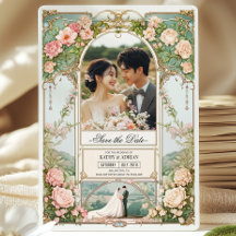 Boda floral rosa y blanca pastel salva la fecha
