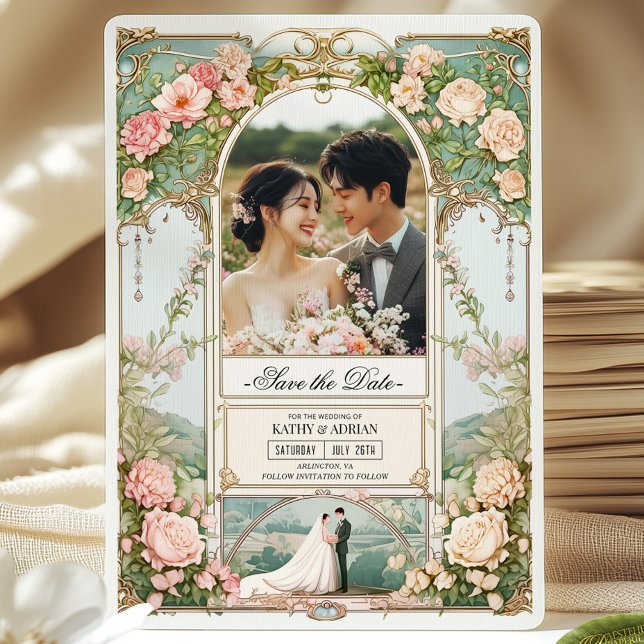 Invitación Boda floral rosa y blanca pastel salva la fecha (Subido por el creador)