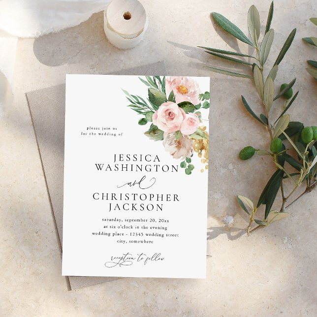 Invitación Boda floral rosa y champagne (Subido por el creador)