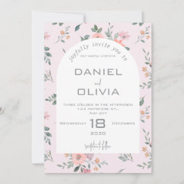 Invitación Boda floral rosa y crema