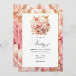Invitación Boda floral rosa y dorada de Rubor