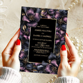 Invitación Boda floral rosa y grisáceo moderno