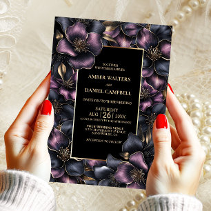Invitación Boda floral rosa y grisáceo moderno
