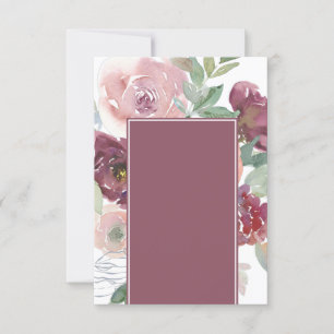 Invitación Boda floral rosa y malva Preciosa en blanco