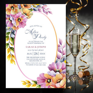 Invitación Boda floral rosa y Naranja elegante después del Fi