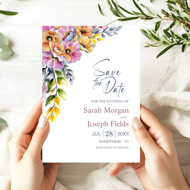 Invitación Boda floral rosa y Naranja salva la fecha (Subido por el creador)