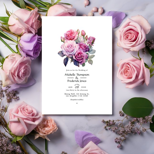 Invitación Boda floral rosa y púrpura (Subido por el creador)