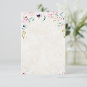 Invitación Boda floral rosa y púrpura bonita en blanco  