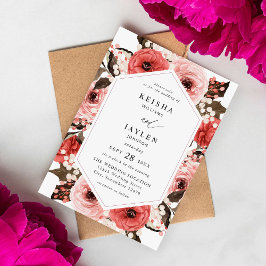 Invitación Boda floral rosa y rosa rojo 2