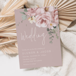 Invitación Boda Floral rosa y salado agitado