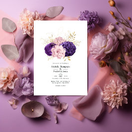 Invitación Boda floral rosa y violeta de Rubor