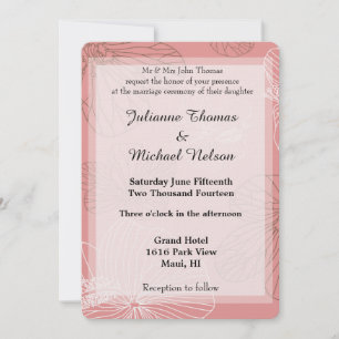 Invitación Boda floral rosada esbozada