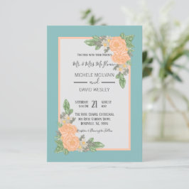 Invitación Boda floral rosada y agitado de presupuesto