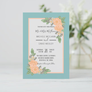 Invitación Boda floral rosada y agitado de presupuesto