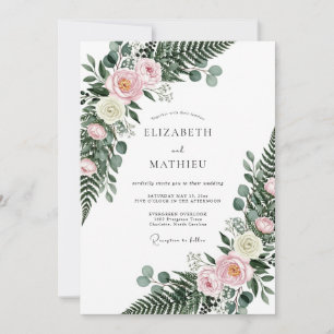 Invitación Boda Floral Rosado en el Bosque