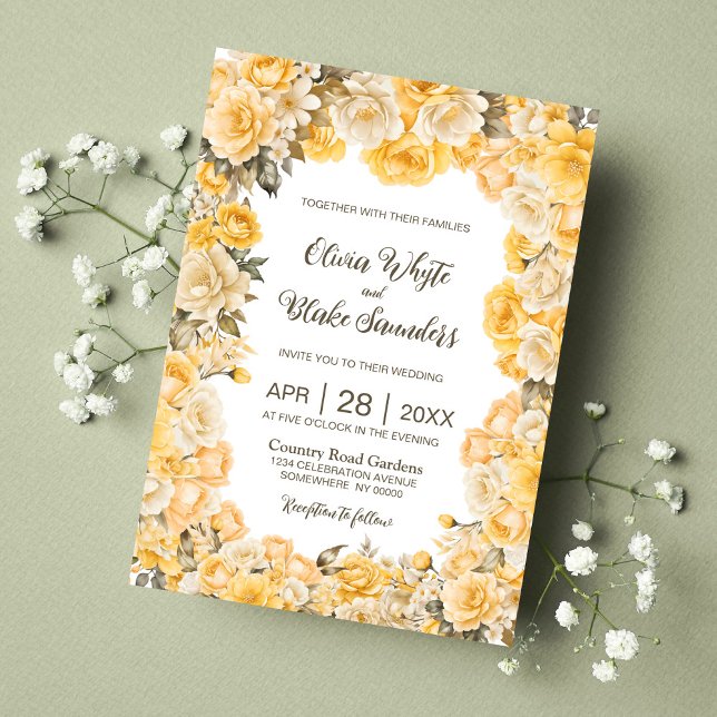 Invitación Boda floral rubio amarillo (Subido por el creador)
