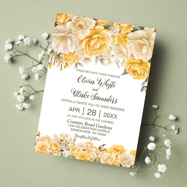 Invitación Boda floral rubio amarillo (Subido por el creador)