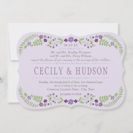 Invitación Boda floral rubio morado y verde