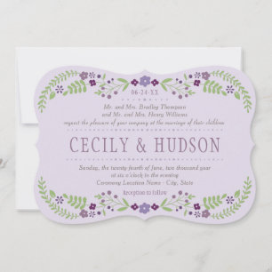 Invitación Boda floral rubio morado y verde