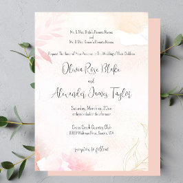 Invitación Boda floral Rubor de color de agua suave
