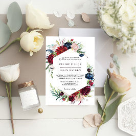 Invitación Boda floral Rubor de la Marina Borgoña moderna