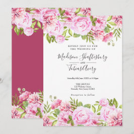 Invitación Boda floral Rubor Pink Peony Greenery