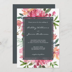 Invitación Boda floral Ruby Pink Peony