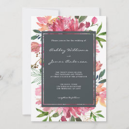 Invitación Boda floral Ruby Pink Peony