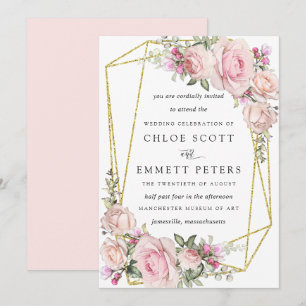 Invitación Boda floral rusa rosa de Rubor