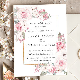 Invitación Boda floral rusa rosa de Rubor