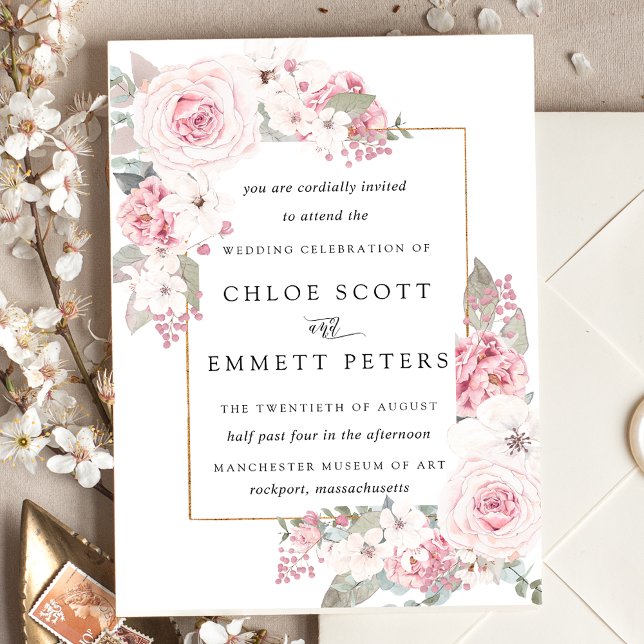 Invitación Boda floral rusa rosa de Rubor (Subido por el creador)