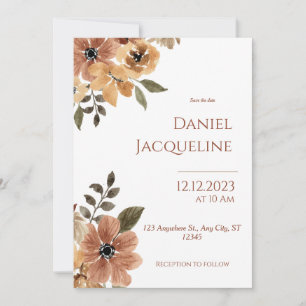 Invitación Boda floral ruso beige marrón